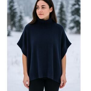 Isaac Mizrahi Women's SZ XS/S 100% Cashmere Oversized Poncho Sweater – Navy Blue